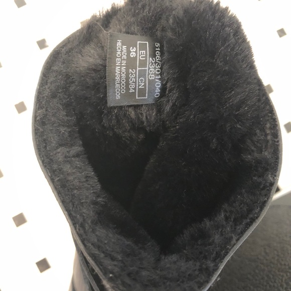 Zara Black Faux Fur Lined Leather Boots - Picture 4 of 5